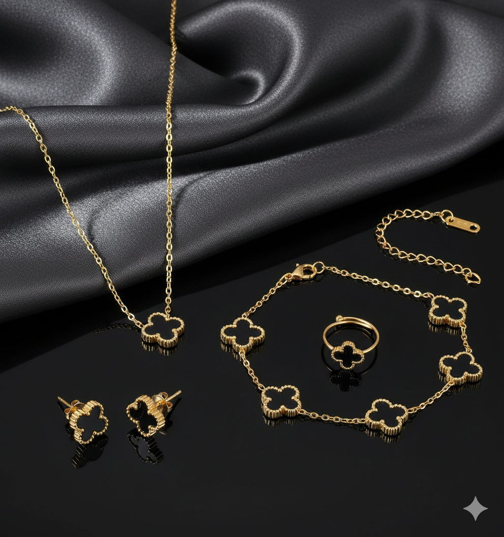 Luxury Five Leaf Flower Clover Jewelry Set