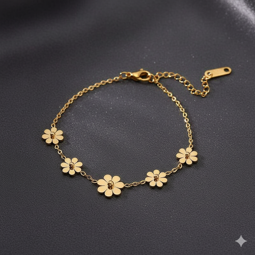 5 Flower Charm Bracelet
