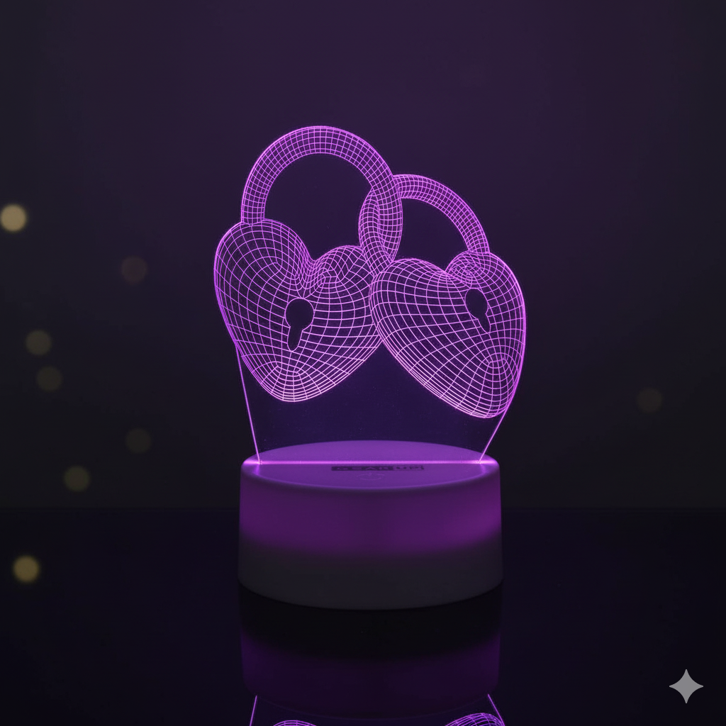 Acrylic Multicolor Night Lamp (3D Love Lock)