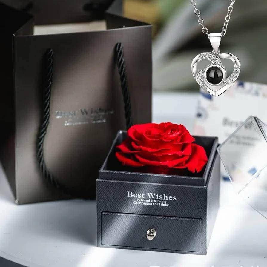🎁 100 Language Necklace with Preserved Rose Gift Set-