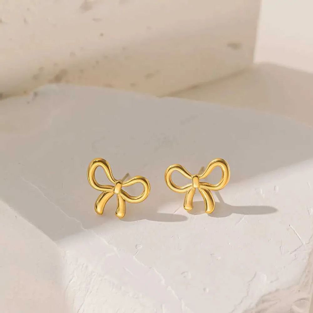 🎀 Golden Bow Stainless Steel Jewelry Set