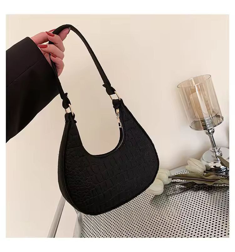 New Fashion Felt Half Moon Shoulder Bag