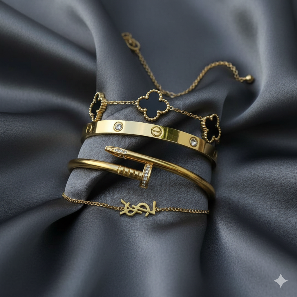 Stainless Steel Bracelet Combo – 4 Pcs of Pure Elegance