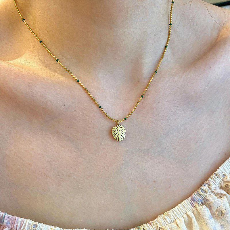 Stainless Steel Plant Leaves Necklace