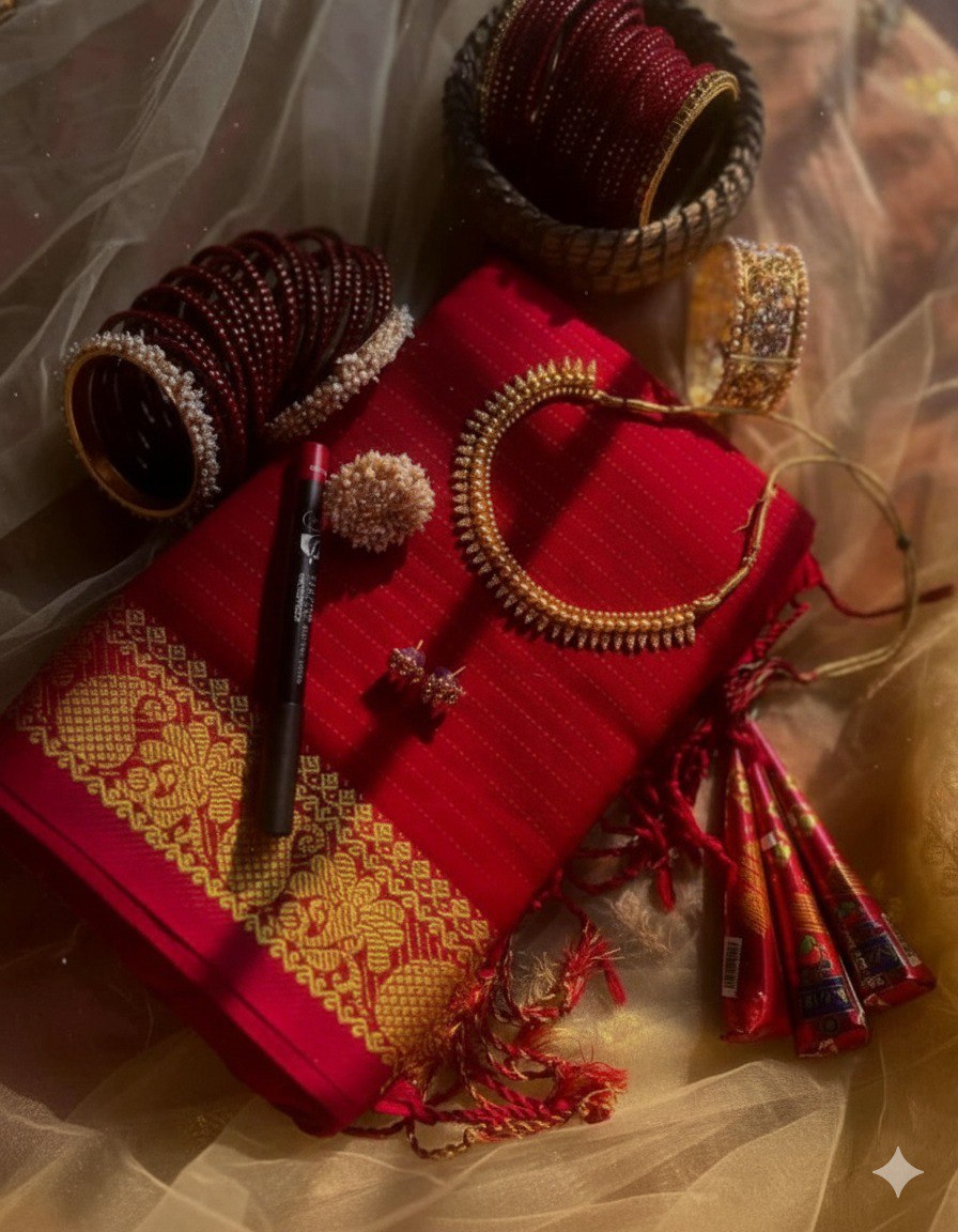 Sundori in Red – The Perfect Saree Love Combo