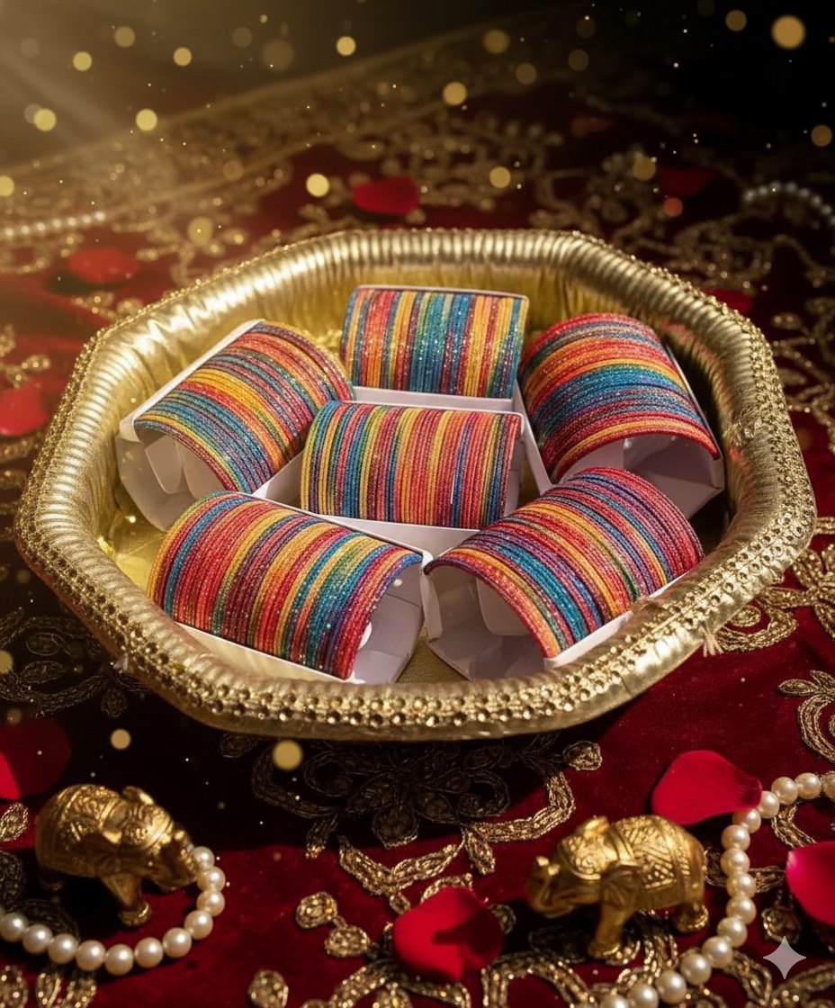 Rainbow Spark: ইন্ডিয়ান কাচের রংধনু চুড়ি